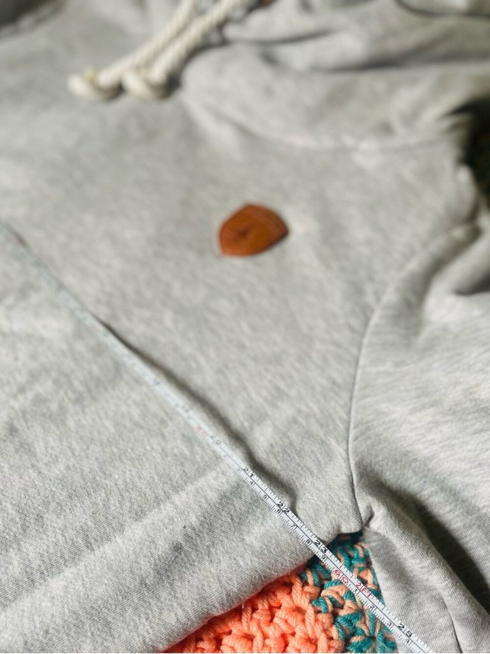 WANAKOME | XXL | Artemis Heather Grey Hoodie Rope Drawstring Cowl Neck Sweater - Picture 8 of 16
